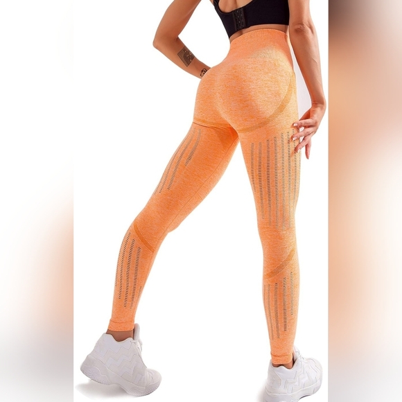 All 3 Seamless Orange,Blue, Grey Leggings - Picture 1 of 16